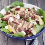 This Delicious Beef Tenderloin Pear and Cranberry Salad with Honey Mustard Dressing is simple to prepare and a great, healthy meal idea.