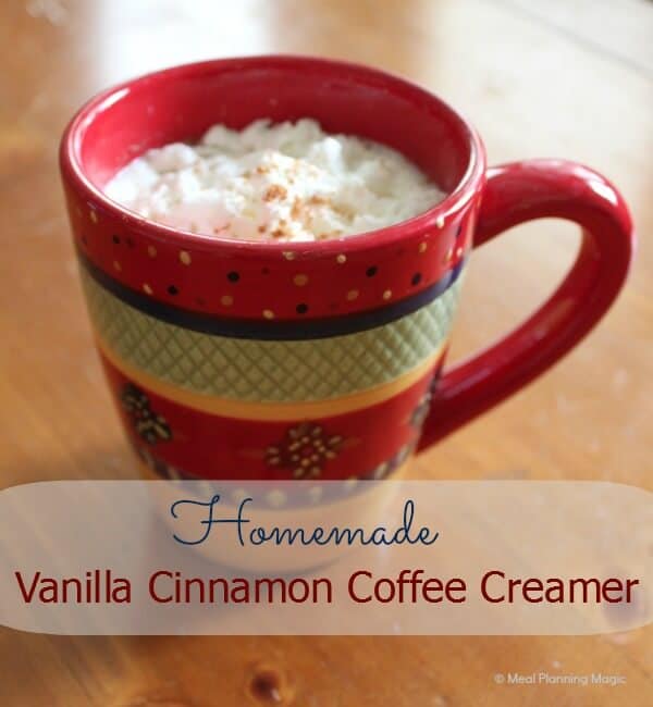Homemade Vanilla Cinnamon Coffee Creamer | recipe from MeaPlanningMagic.com