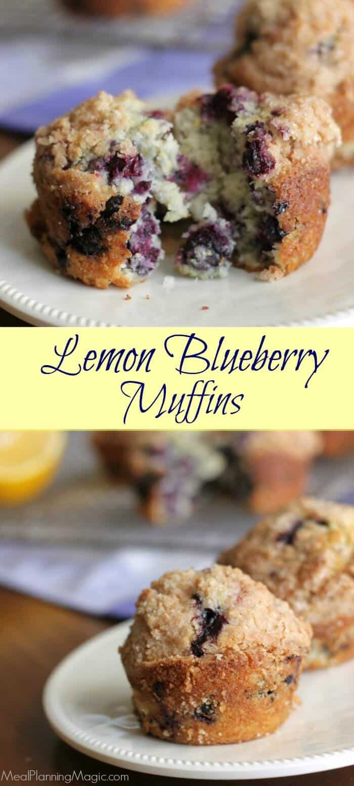 Fresh Meyer lemons and blueberries come together for this easy muffin that is bursting with flavor! Find the recipe at MealPlanningMagic.com