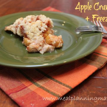 Apple Streusel Crumb Pie recipe, plus instructions to make an apple pie freezer kit