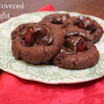 Chocolate covered cherry delight cookies are soft chocolate cookies with a sweet cherry filling. Reminiscent of cordial cherry candies, but without the gooey mess!