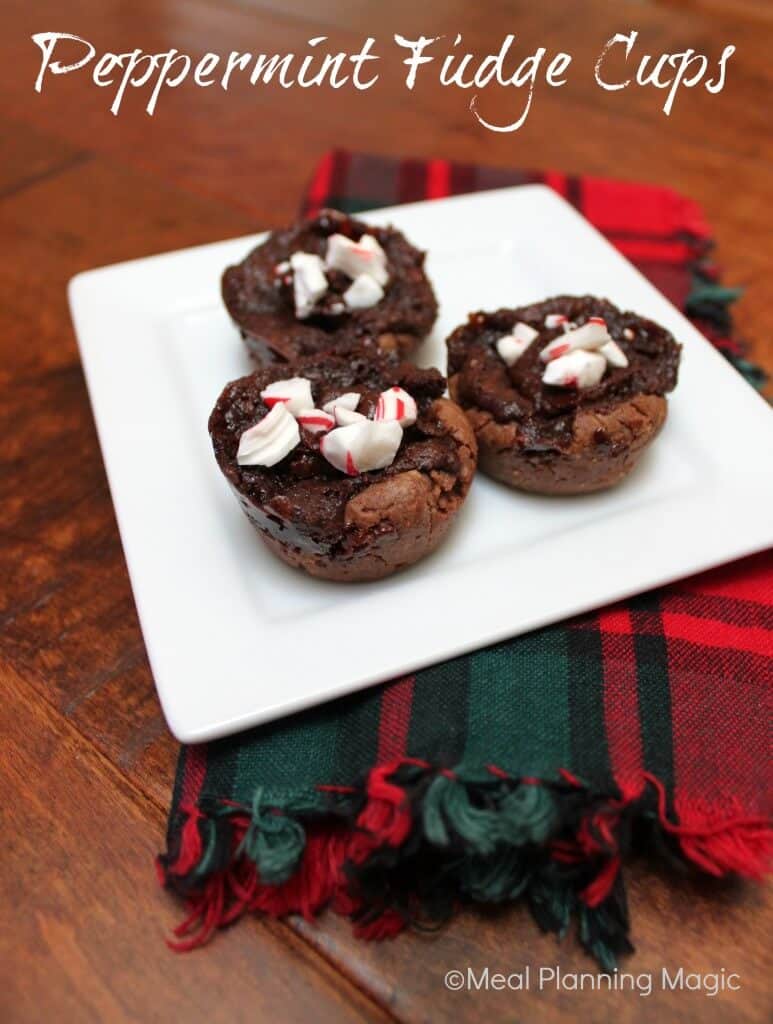 Peppermint fudge cups are a cross between a cookie and a brownie, with deep chocolate and refreshing peppermint flavors. A holiday cookie recipe perfect for adding to a cookie platter!