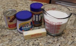 ingredients to make peanut butter fudge