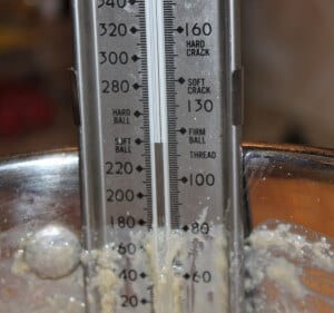 candy thermometer shows softball stage