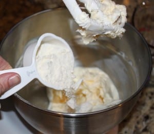 Making pecan tassies cookie dough