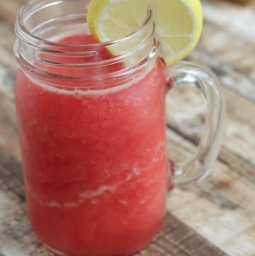 Refreshing and simple, this Watermelon Lemonade Slush is a great way to use up leftover watermelon--it's freezer friendly too!