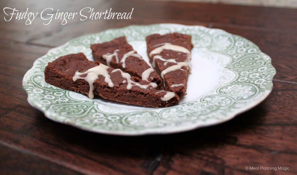 fudgy ginger shortbread cookies image Fudgy ginger shortbread are delicious chocolate shortbread cookies with a hint of ginger flavor, perfect for any holiday cookie platter!