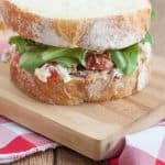 BLT chicken salad sandwiches are a delicious combination of a classic chicken salad sandwich and a bacon, lettuce, and tomato sandwich. This easy sandwich recipe is perfect for lunchboxes!