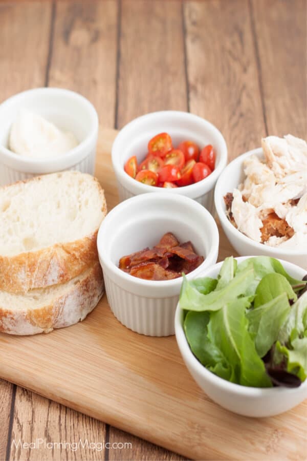 image of ingredients for BLT chicken salad sandwich