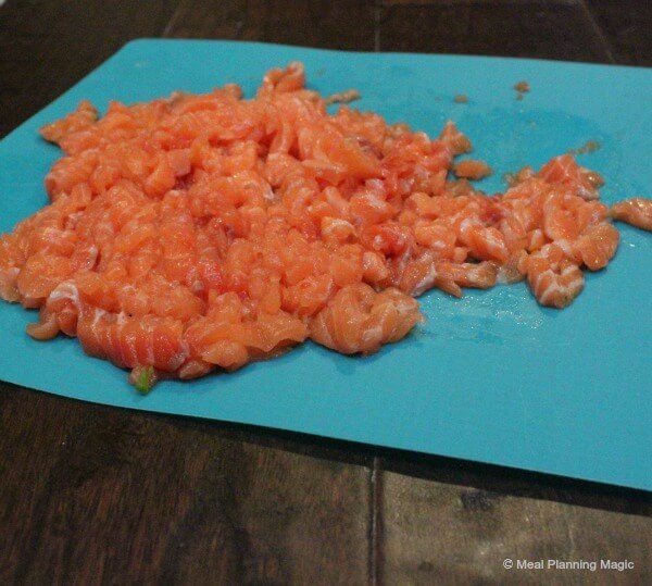 chopped up fresh salmon