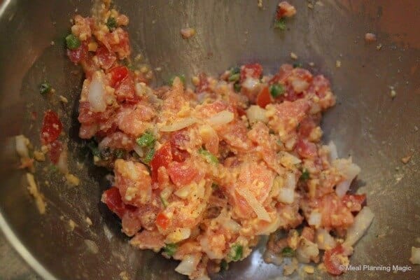 jalapeno salmon burger mixture, before forming into patties