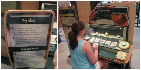 This exhibit challenged you to match up foods with suggested serving sizes. It was harder than it seemed!