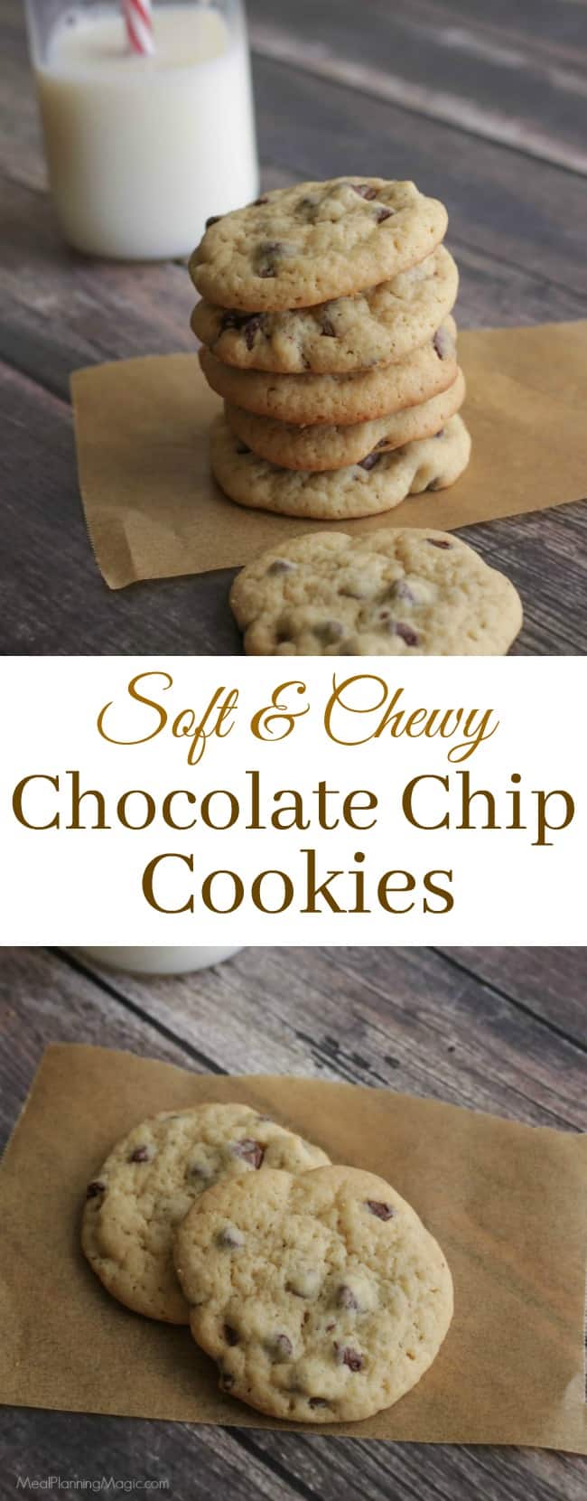 If you love a softer, chewier cookie, my Classic Chocolate Chip Cookies fit the bill. With only a few basic ingredients, they will disappear almost as fast as you can make them! Recipe at MealPlanningMagic.com