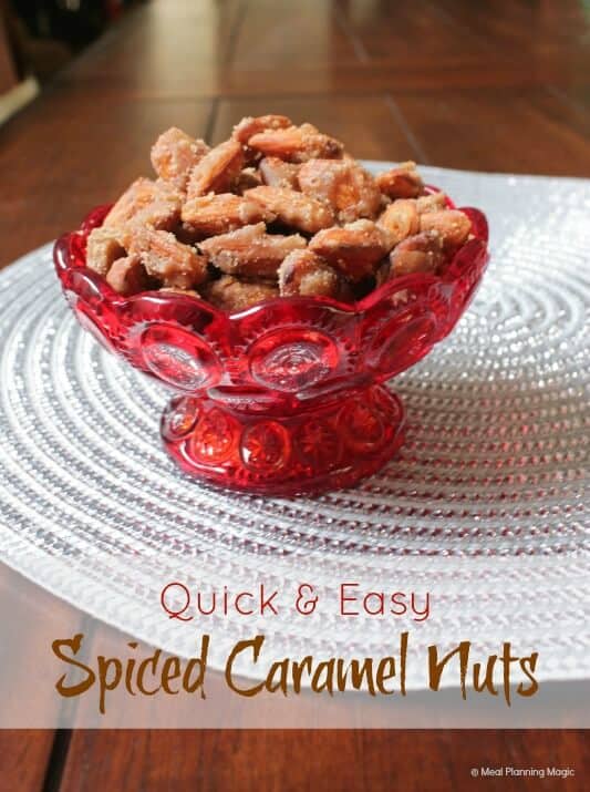 Quick and Easy Spiced Caramel Nuts | #12wksxmastreats | MealPlanningMagic.com