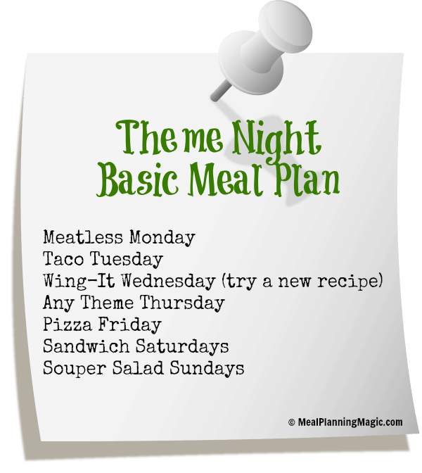 Break the Dinner Time Rut With A Basic Weekly Meal Plan!  | from MealPlanningMagic.com