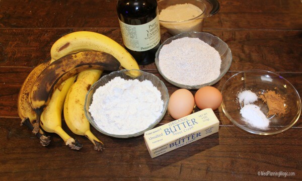 Whole Wheat Banana Bread - ingredients | MealPlanningMagic.com