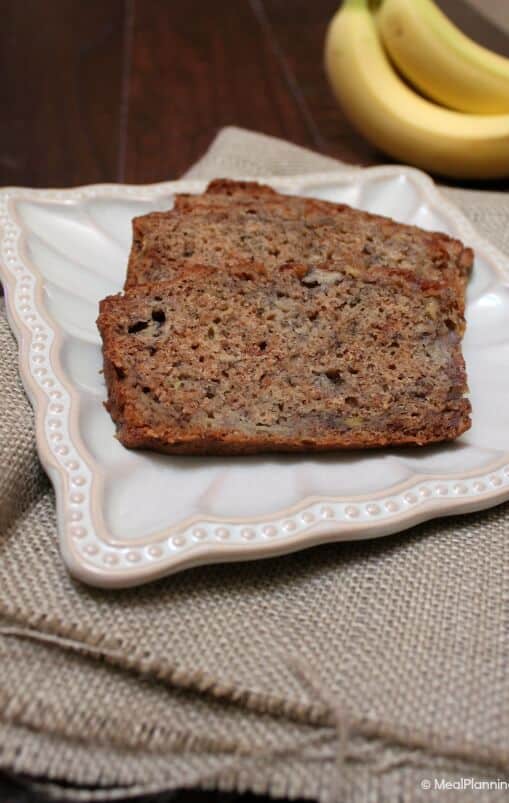 Whole Wheat Banana Bread - this recipe is a great way to use up over ripe bananas! | MealPlanningMagic.com