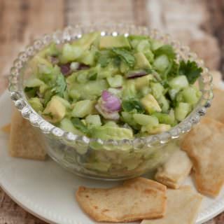 Easy and Delicious Fresh Cucumber Avocado Salsa is healthy, delicious and packed with wholesome vegetables and a little kick of spice. Perfect to use as a garnish on tacos or as a dip for your favorite chips. Get the recipe at MealPlanningMagic. comegetables and a little kick of spice. Perfect to use as a garnish on tacos or as a dip for your favorite chips. Get the recipe at MealPlanningMagic.com
