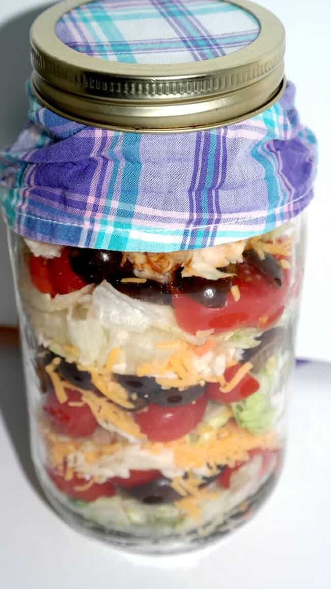 buffalo chicken salad, served in a jar