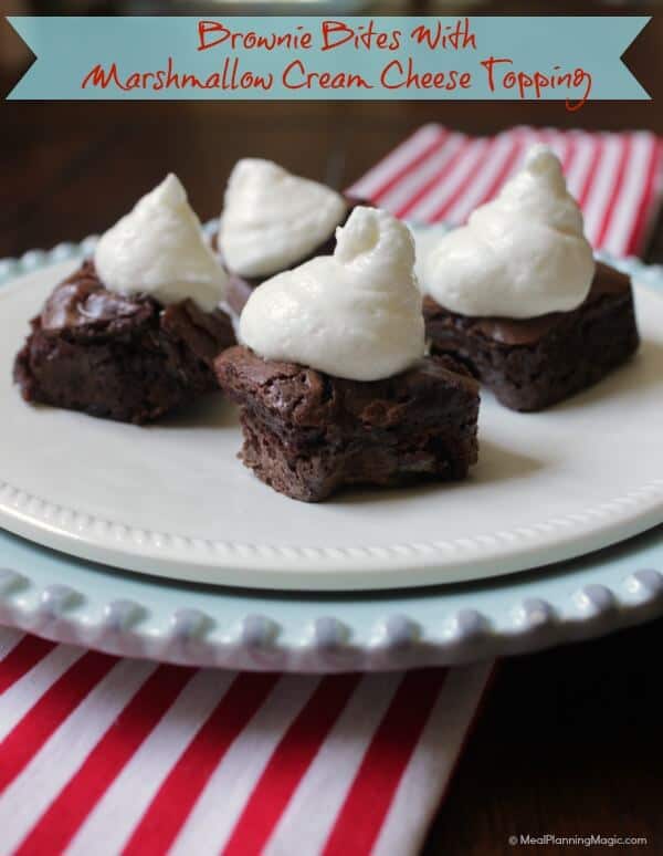Brownie Bites with Marshmallow Cream Cheese Topping