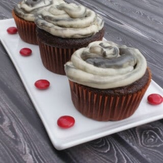 Beetlejuice Inspired Banana Cream Filled Chocolate Cupcakes