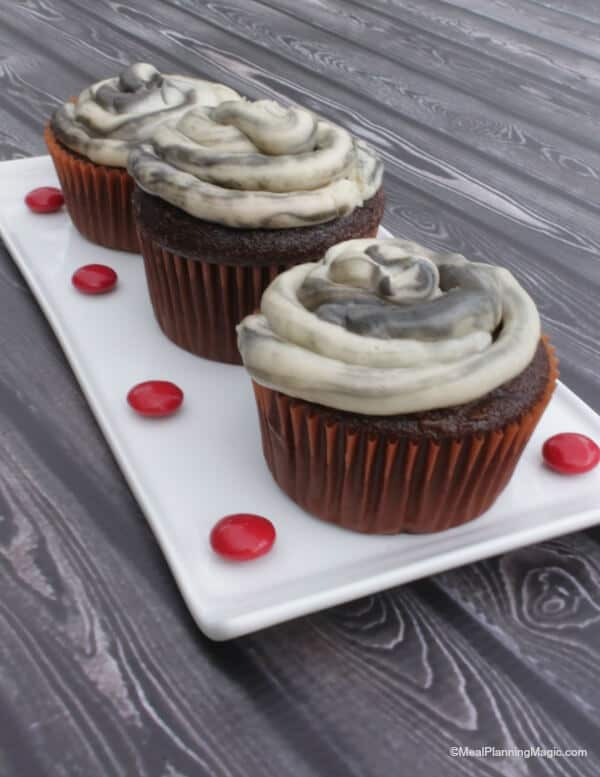 Beetlejuice Inspired Banana Cream Filled Chocolate Cupcakes