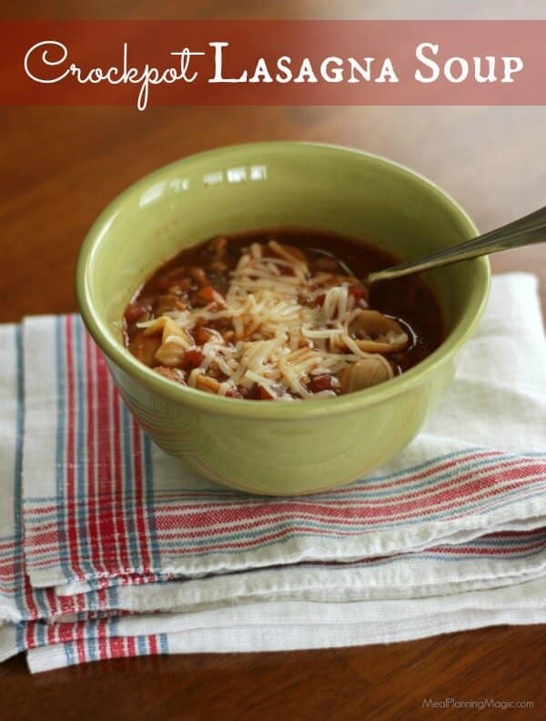 Crockpot Lasagna Soup - So simple and will soon become a family favorite! | Recipe at MealPlanningMagic.com
