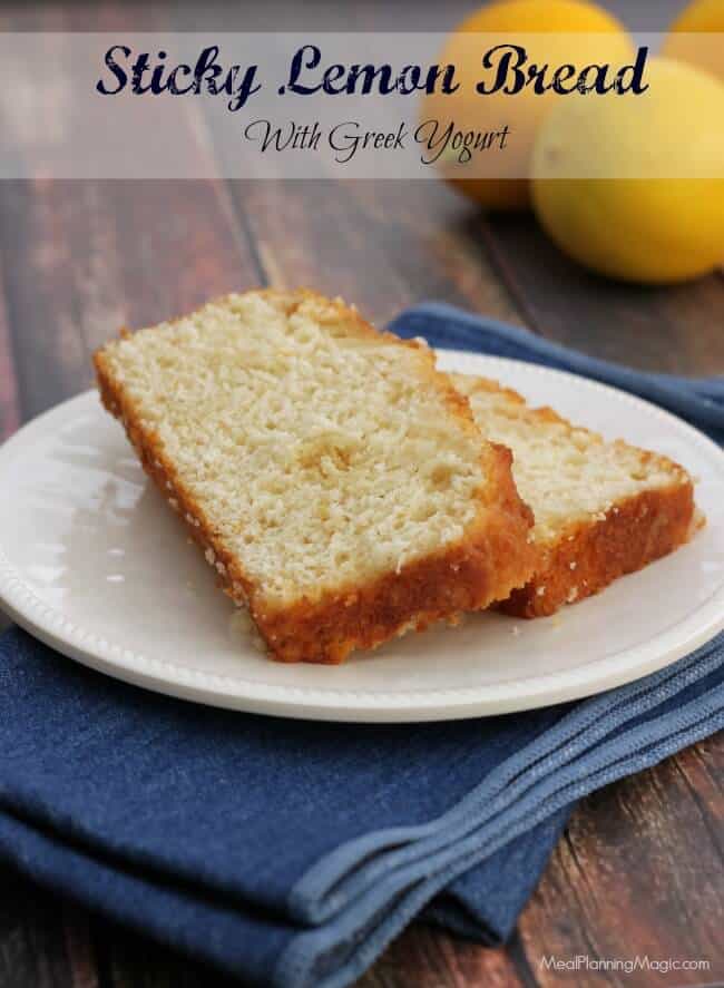 A twist on an old favorite, this Sticky Lemon Bread made with all-natural ingredients including Greek yogurt is a light, refreshing bread for any occasion! | Recipe on MealPlanningMagic.com