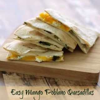 Mango paired with cream cheese gives a nice sweet flavor and the poblano gives enough of a kick to make these Easy Grilled Mango Poblano Quesadillas so delicious! | Recipe at MealPlanningMagic.com