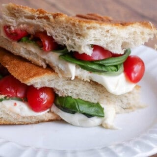 Simple Caprese Panini (with Tomato, Basil and Mozzarella)