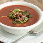 Bacon, lettuce, tomato and cannellini beans come together for this BLT Soup for a unique twist on this classic flavor combination in this super simple soup recipe.