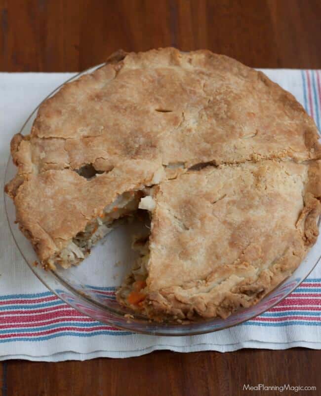 Thanksgiving Leftover Pie is comfort food at it's best! Combine your favorite traditional Thanksgiving leftovers like turkey with a creamy vegetable mixture, stuffing and mashed potatoes then add a pie crust to make this savory pie that is sure to be a huge hit and take reinventing leftovers to a new level. Get the recipe at MealPlanningMagic.com