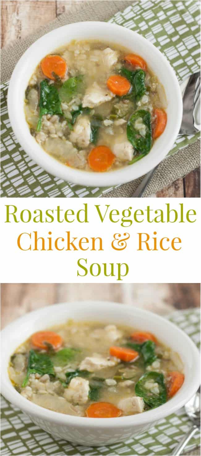 roasted veggie and chicken and rice soup-collage