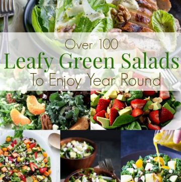 With over 100 Leafy Green Salad Recipes in this roundup, you can enjoy a new salad (or two) every week of the year! Get the links at MealPlanningMagic.com