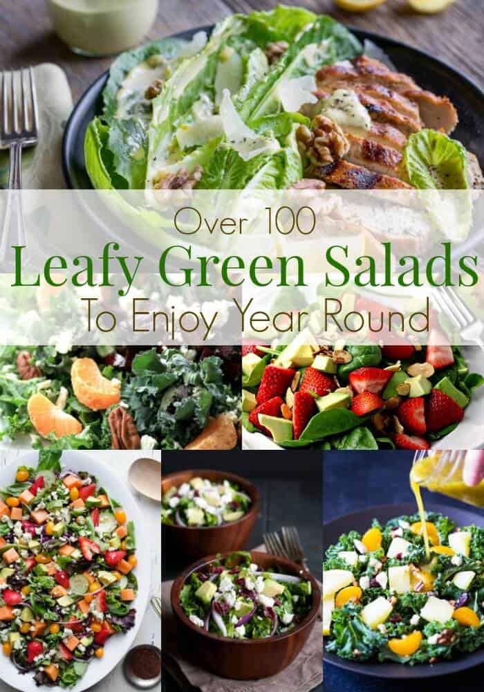 With over 100 Leafy Green Salad Recipes in this roundup, you can enjoy a new salad (or two) every week of the year! Get the links at MealPlanningMagic.com