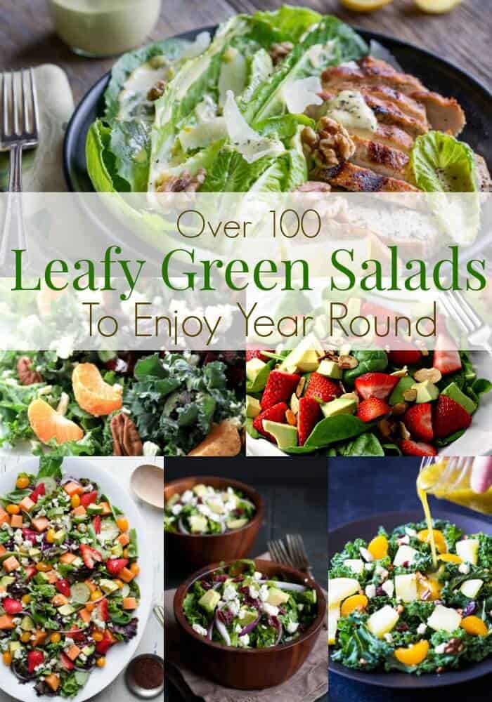 With over 100 Leafy Green Salad Recipes in this roundup, you can enjoy a new salad (or two) every week of the year! Get the links at MealPlanningMagic.com