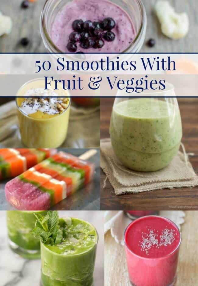 Enjoy a delicious taste of the rainbow when you drink your fruits and veggies. I've rounded up 50 Smoothies with Fruits and Vegetables Recipes to get you started! Get the links at MealPlanningMagic. com