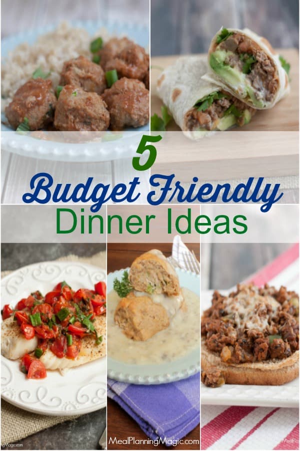 image of collage of budget friendly dinner ideas