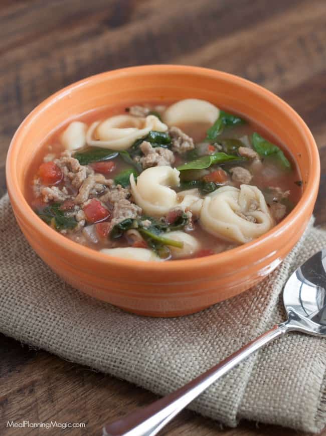 Simple Rustic Italian Sausage Tortellini Soup - Meal Planning Magic