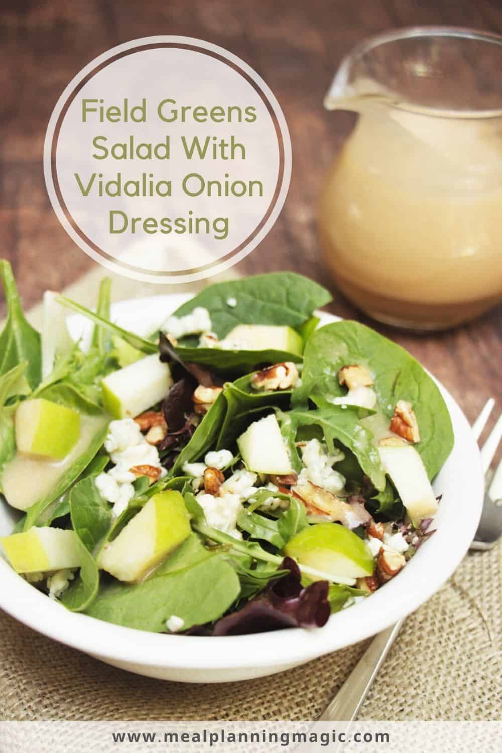 Field Greens Salad with Vidalia Onion Dressing, Apples, Blue Cheese and
