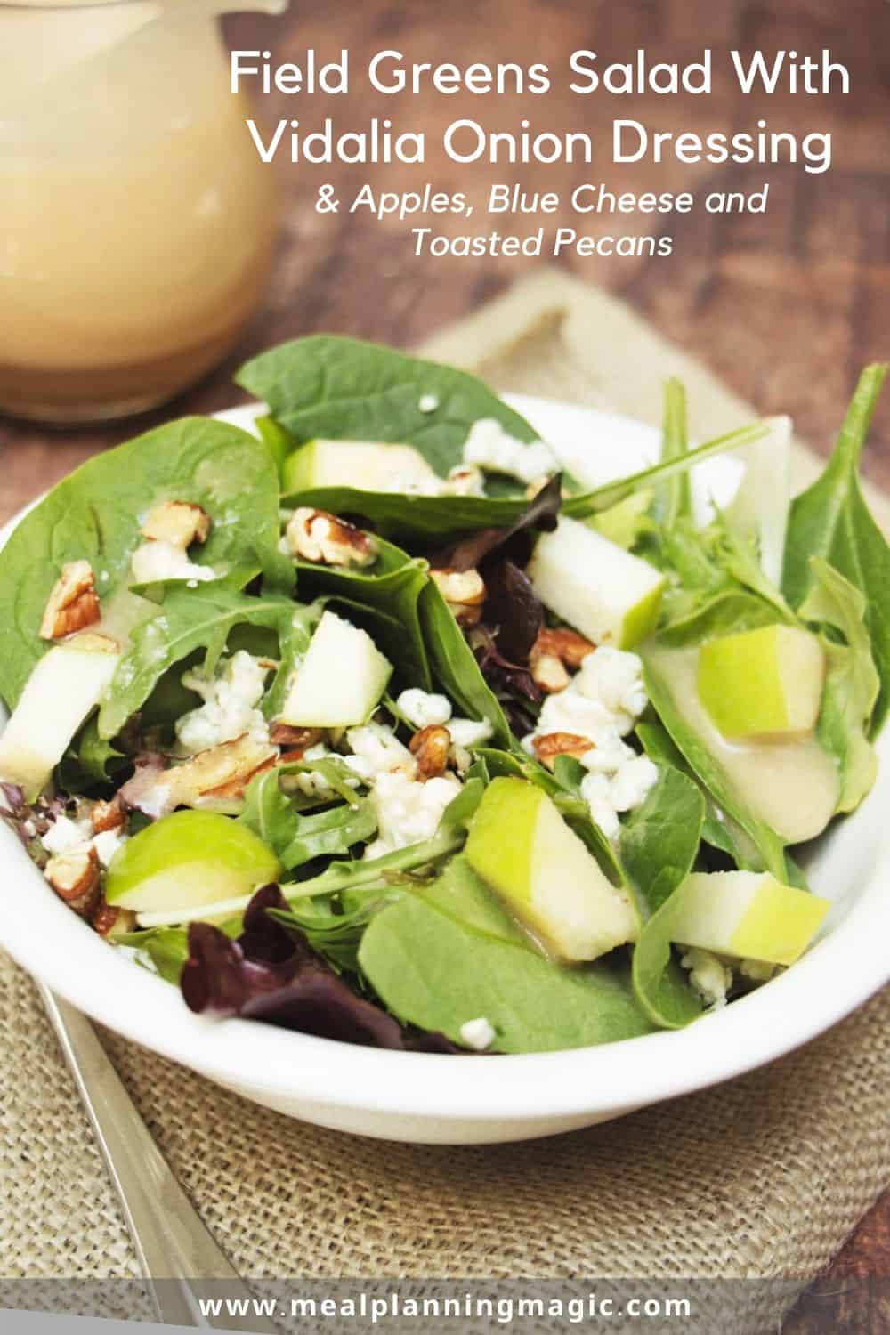Field Greens Salad with Vidalia Onion Dressing, Apples, Blue Cheese and