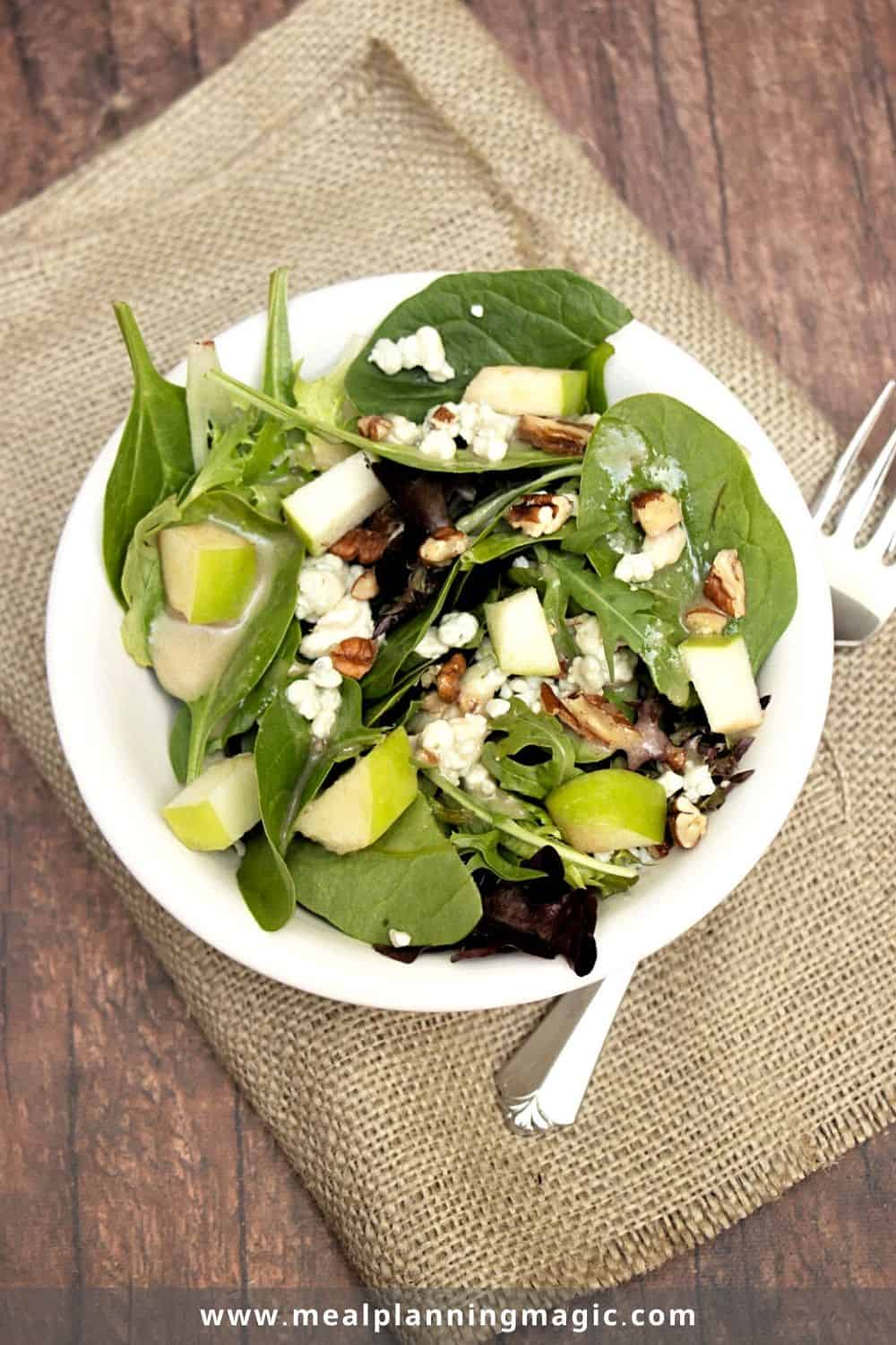 Field Greens Salad with Vidalia Onion Dressing, Apples, Blue Cheese and