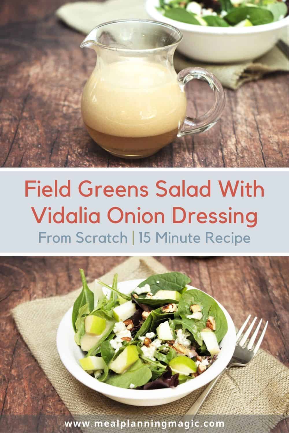 Field Greens Salad with Vidalia Onion Dressing, Apples, Blue Cheese and